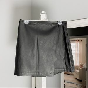 NWT A&F Black Faux Leather Mini Wrap Skirt
